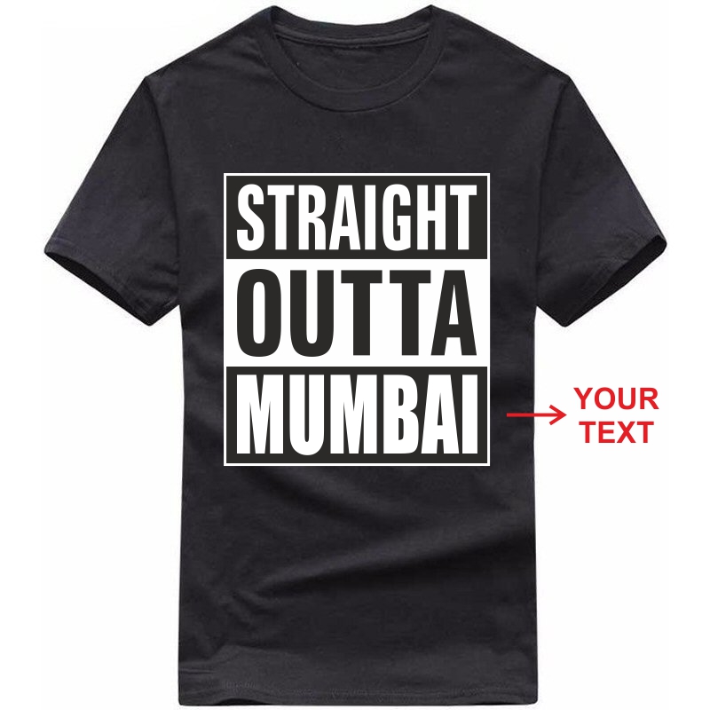 Straight Outta Custom Text Printed Round Neck T-shirt image Straight Outta Custom Text Printed Round Neck T-shirt image