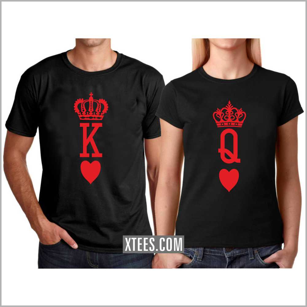 K Hearts Q Hearts Playing Cards Symbol Couple T-shirts image