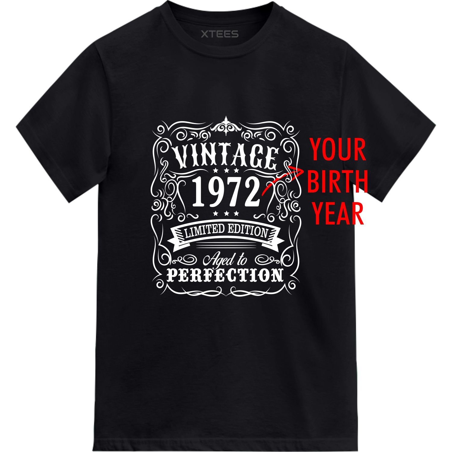 Vintage Birth Year Limited Edition Aged To Perfection Custom Birthday T shirt Men Women Kids Xtees