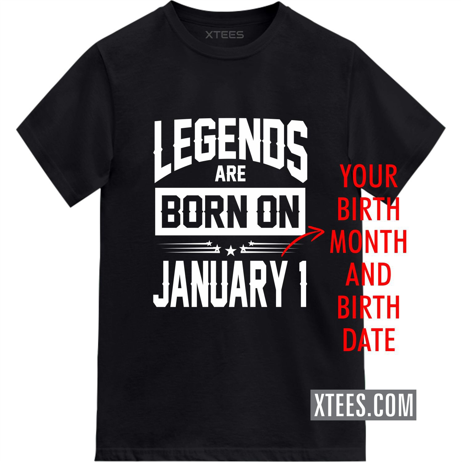 Legends Are Born On < Birth Month > < Birth Date > Custom Birthday T-shirt image