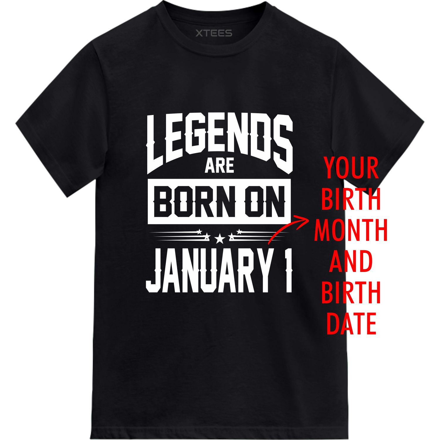 Legends Are Born On < Birth Month > < Birth Date > Custom Birthday T-shirt image