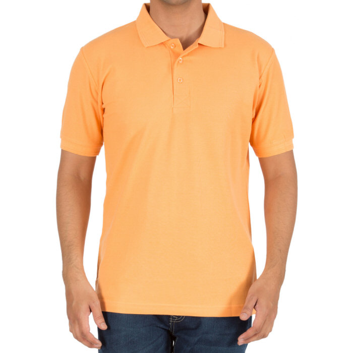 Light Orange Plain Collar Polo T-shirt image Light Orange Plain Collar Polo T-shirt image