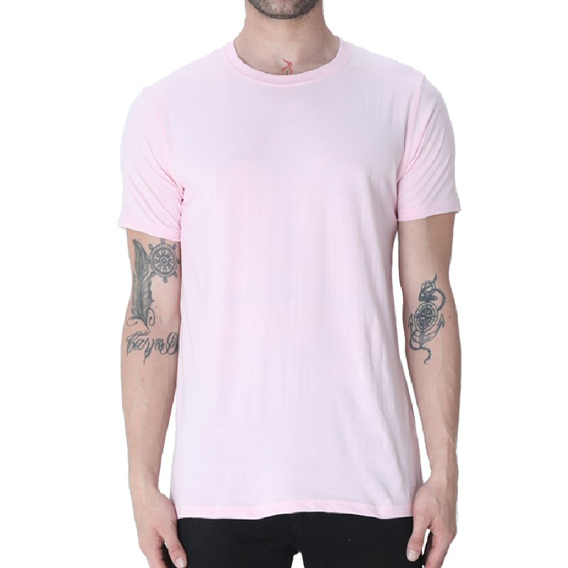 Light Pink Unisex Plain Cotton Round Neck T-shirt image