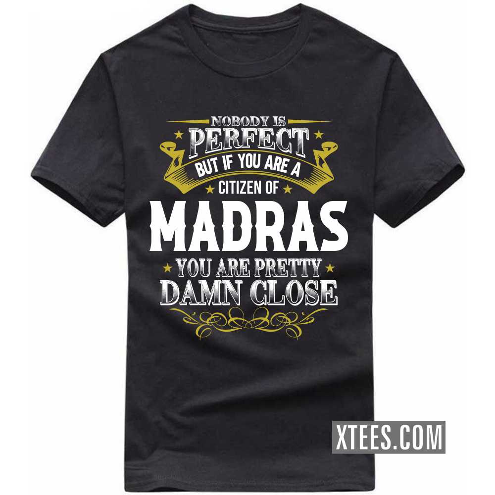 Nobody Is Perfect But If You Are A Citizen Of MADRAS You Are Pretty Damn Close India City T-shirt image