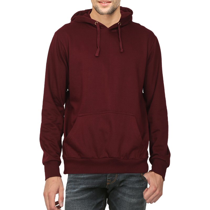 Maroon Plain Men Hoodie Sweat Shirt image