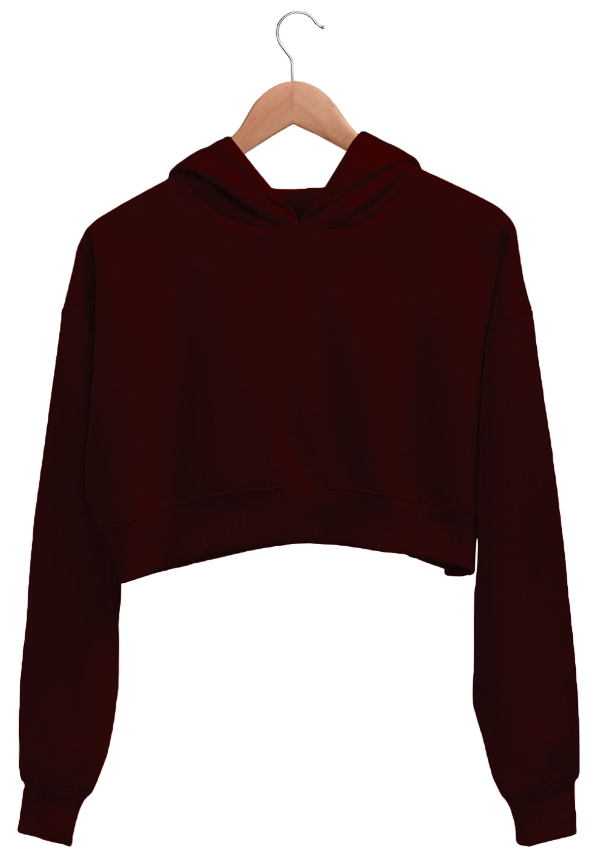 Maroon Plain Women Crop Hoodies image