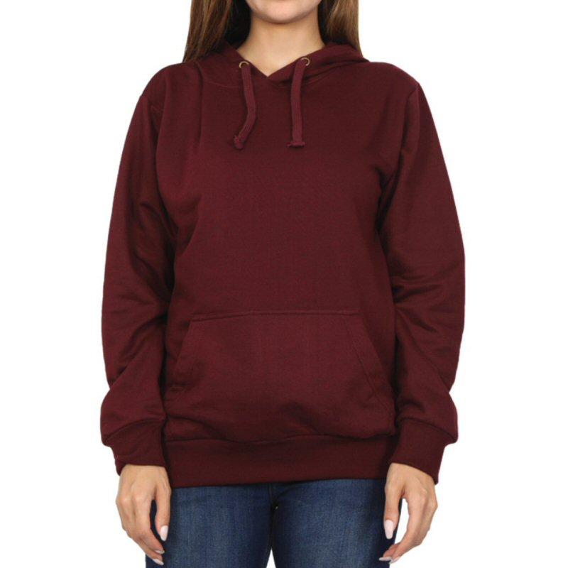 Maroon Plain Women Hoodie Sweat Shirt image