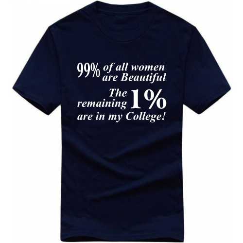 99% Of All Women Are Beautiful, The Remaining 1% Are In My College Insulting Slogan T-shirts image
