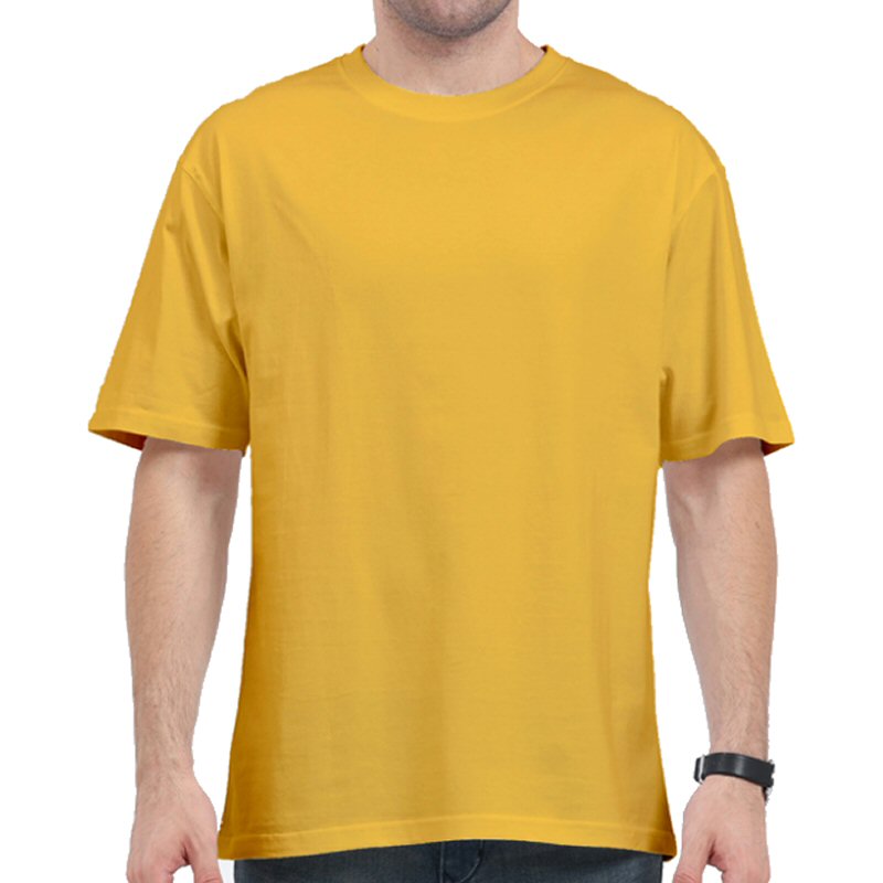 Mustard Yellow Unisex Plain Cotton Oversized 240 Gsm Round Neck T-shirt image