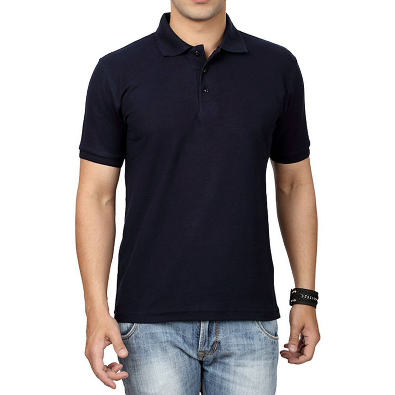 Navy Blue Plain Collar Polo T-shirt image