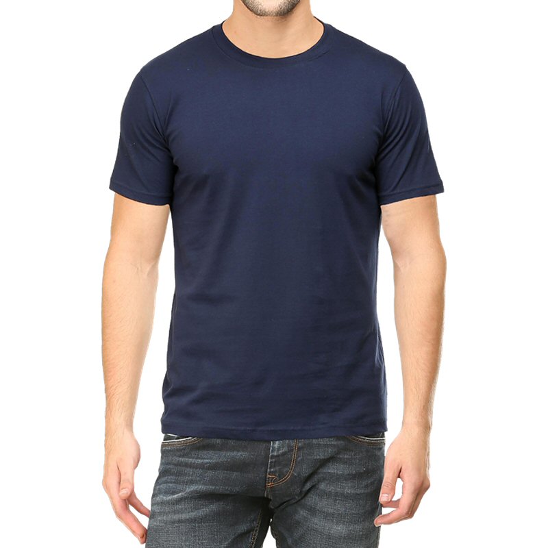Navy Blue Plain Round Neck T-shirt image