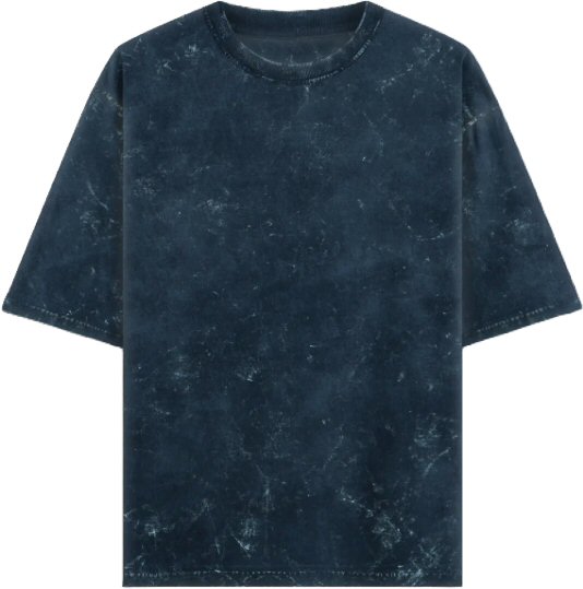 Navy Blue Men Plain Cotton Acid Washed Oversized 240 Gsm Round Neck T-shirt
