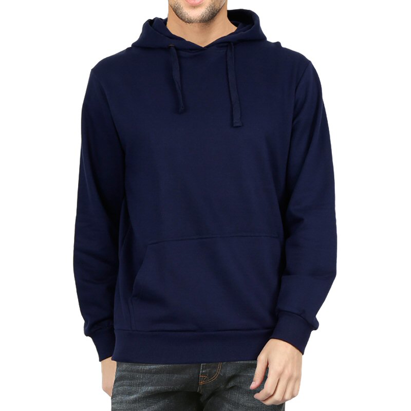 Navy Plain Men Hoodie Sweat Shirt image