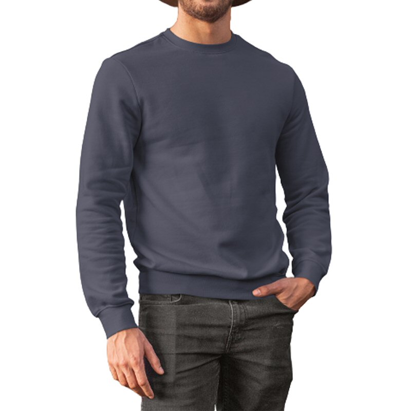 Navy Plain Round Neck Sweat Shirt image