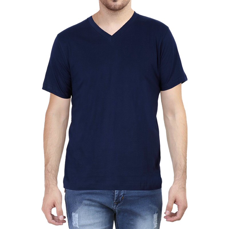Navy Plain V Neck T-shirt image
