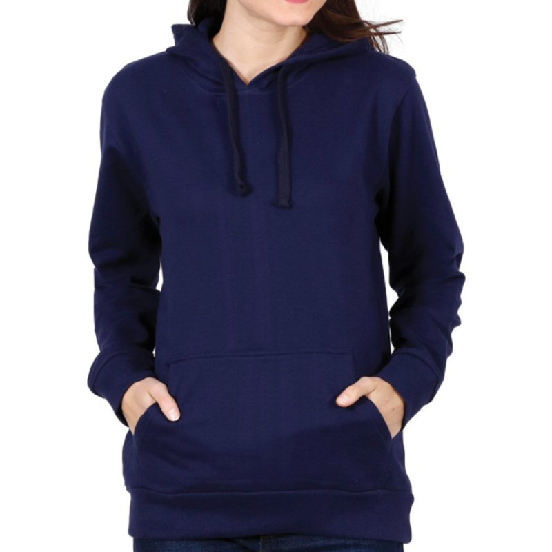 Navy Plain Women Hoodie Sweat Shirt image