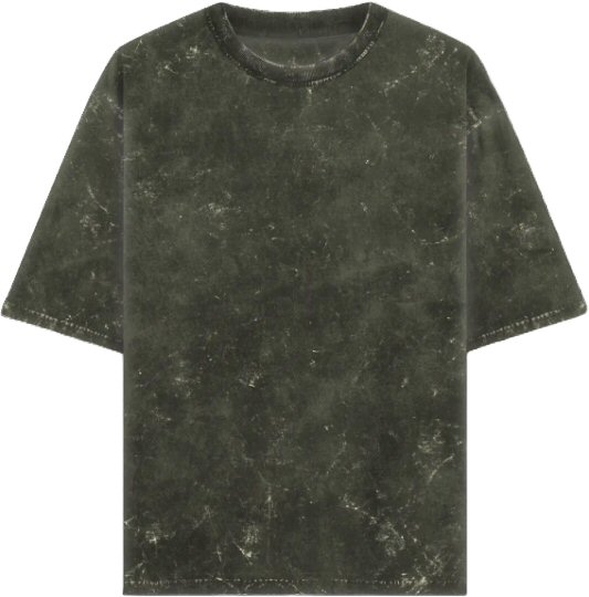 Olive Green Unisex Plain Cotton Acid Washed Oversized 240 Gsm Round Neck T-shirt image