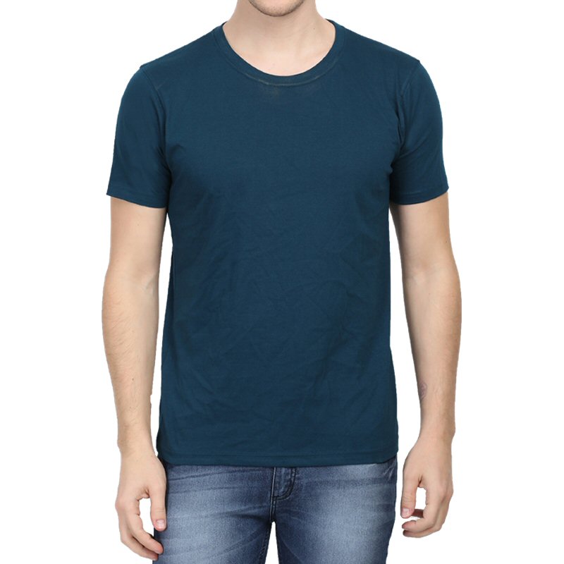 Petrol Blue Plain Round Neck T-shirt image Petrol Blue Plain Round Neck T-shirt image