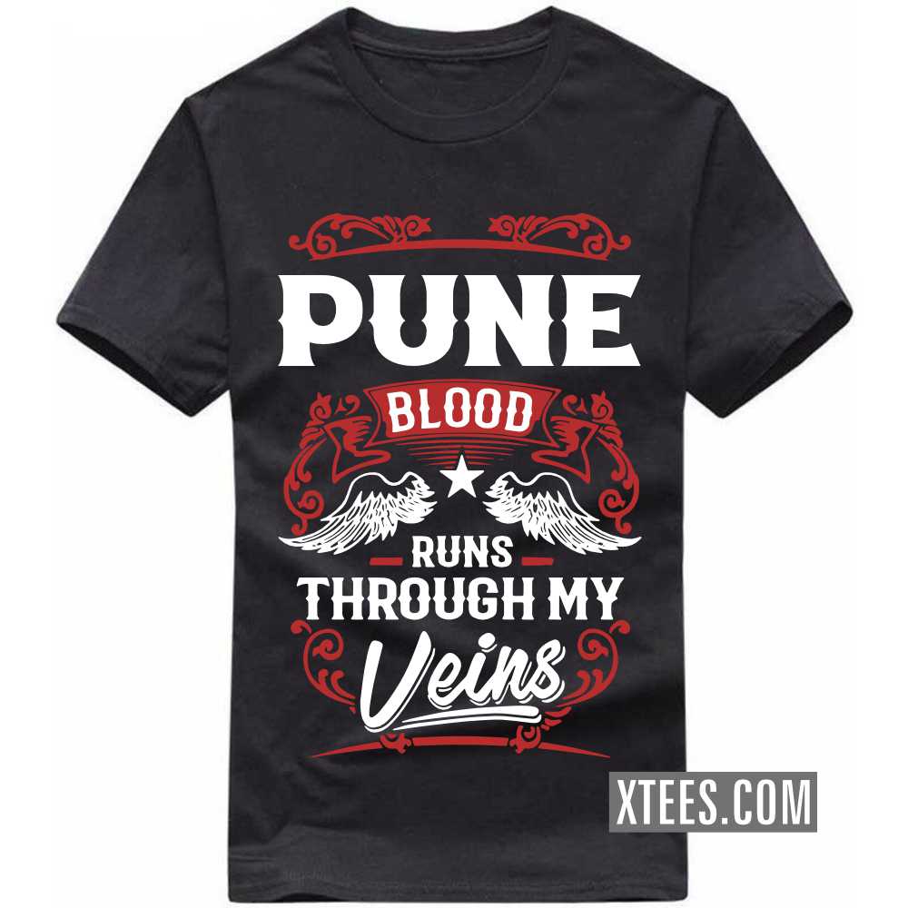 PUNE Blood Runs Through My Veins India City T-shirt image