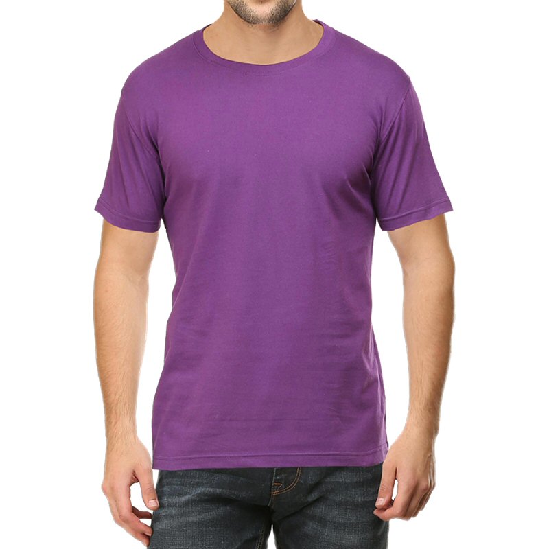 Purple Unisex Plain Cotton Round Neck T-shirt image