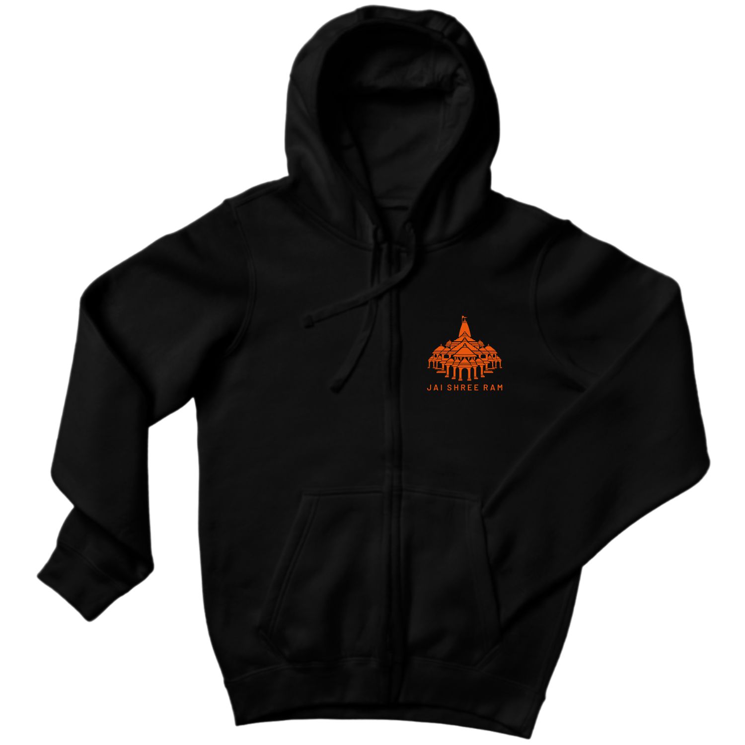 Ram Mandir Logo Printed Zipper Hoodie image