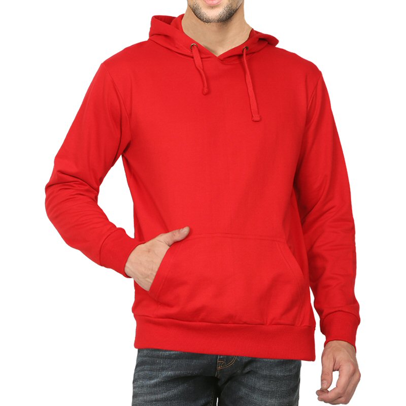 Red Plain Men Hoodie Sweat Shirt image