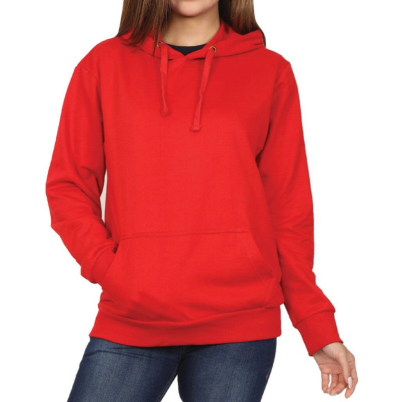 Red Plain Women Hoodie Sweat Shirt image