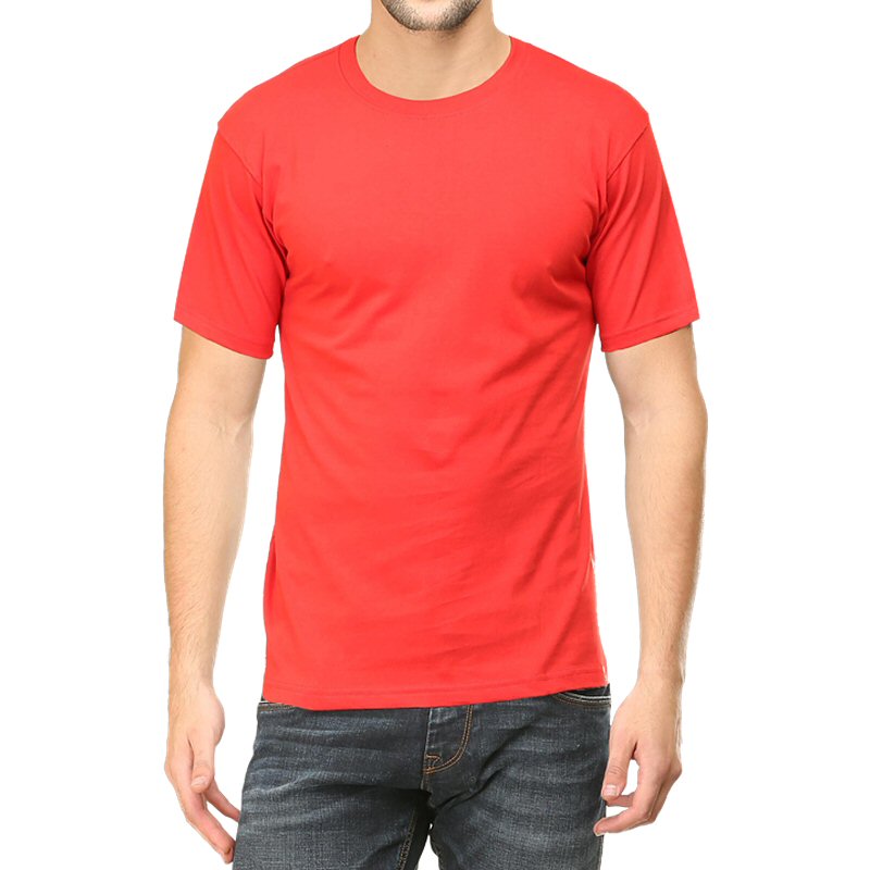 Red Unisex Plain Cotton Round Neck T-shirt image