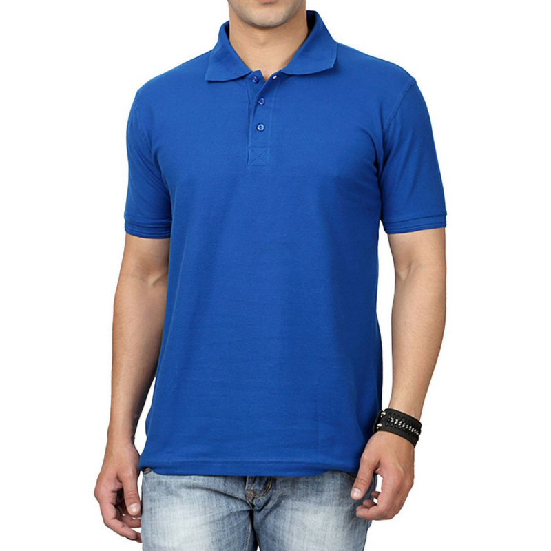 Royal Blue Plain Collar Polo T-shirt image