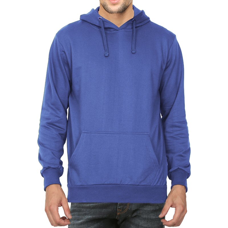 Royal Blue Plain Men Hoodie Sweat Shirt image