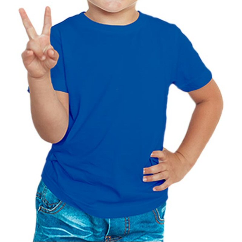 Royal Blue Plain Kids Boys Round Neck T-shirt image