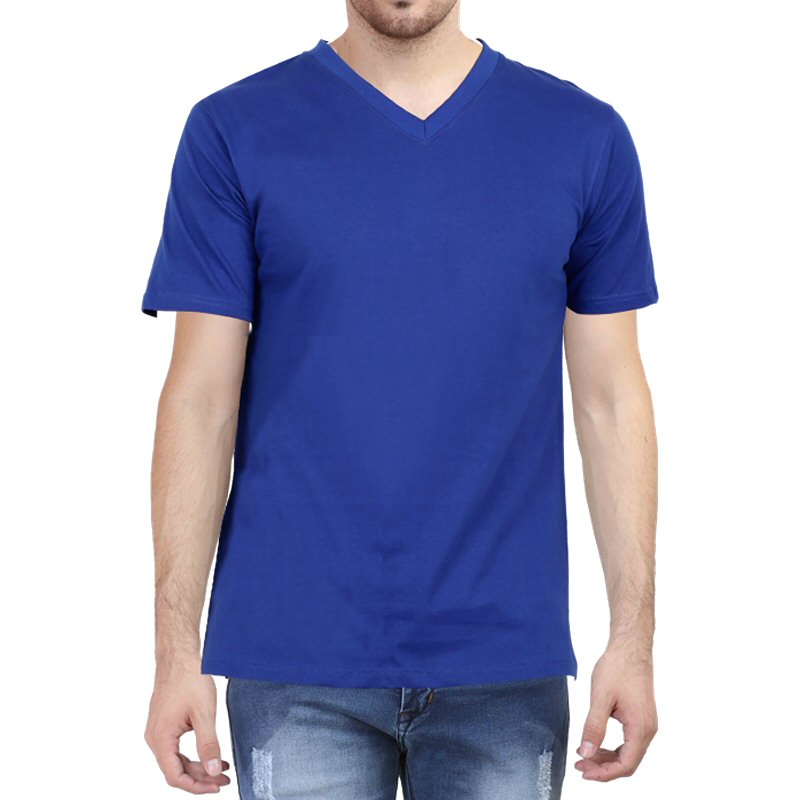 Royal Blue Plain V Neck T-shirt image
