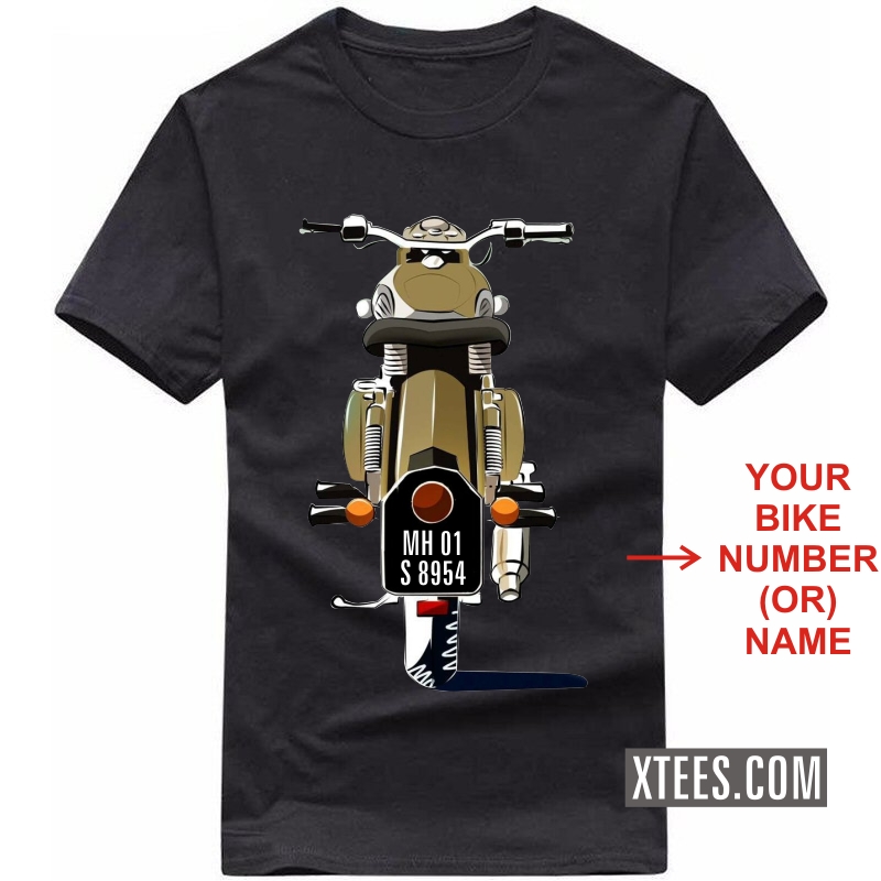 Royal Enfield Bullet Motorcycle Custom Number Plate T-shirt image