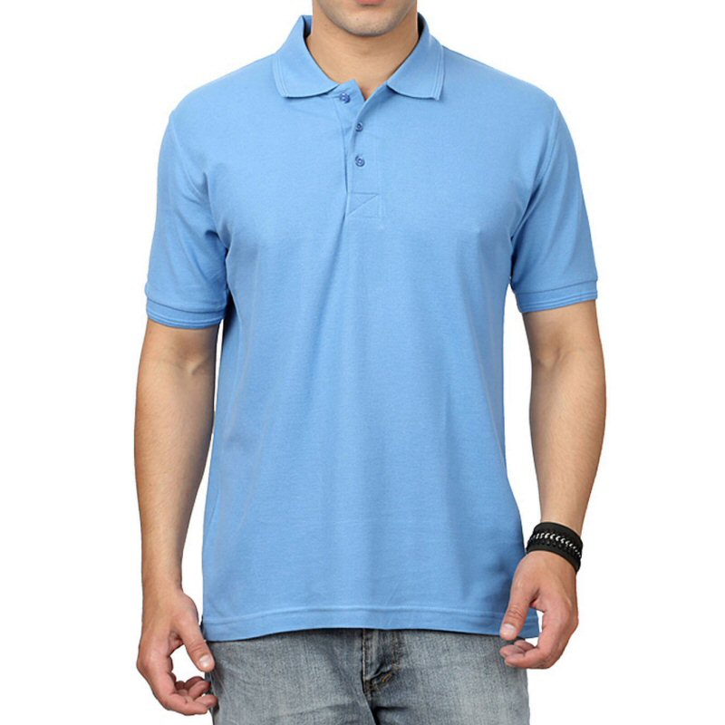Sky Blue Plain Collar Polo T-shirt image
