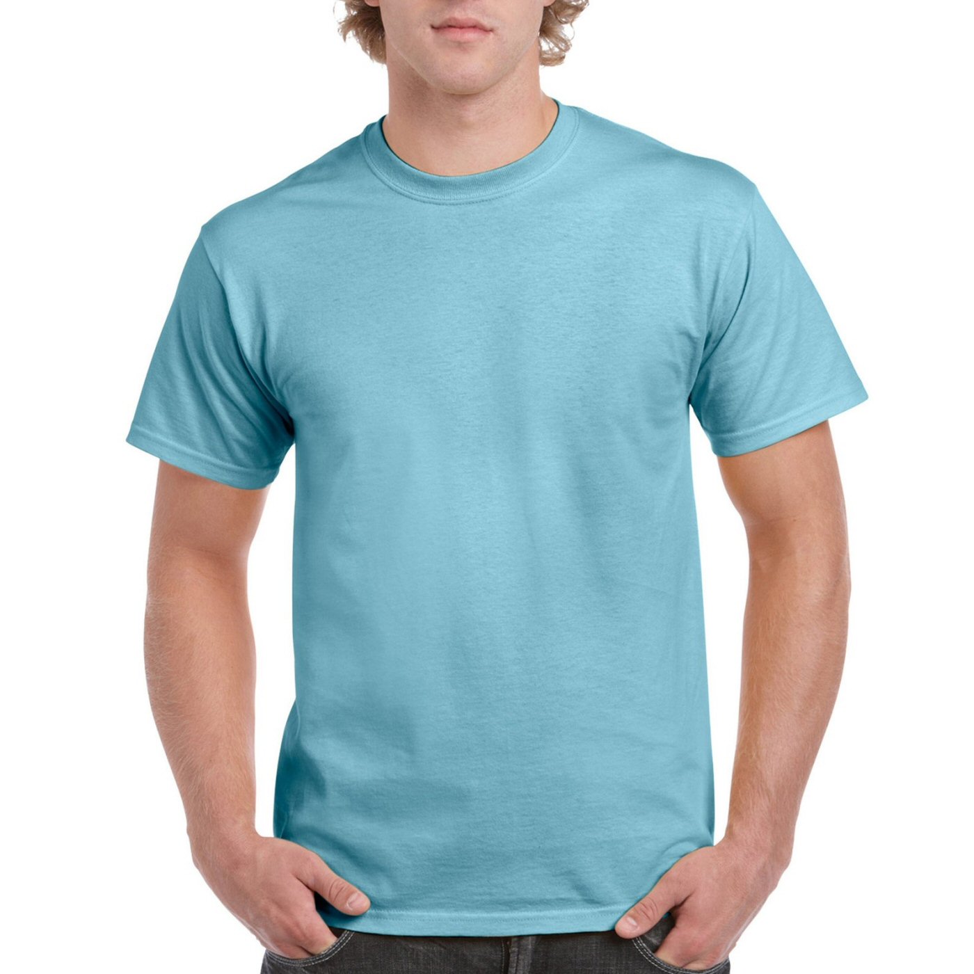 Sky Blue Plain Round Neck T-shirt image Sky Blue Plain Round Neck T-shirt image