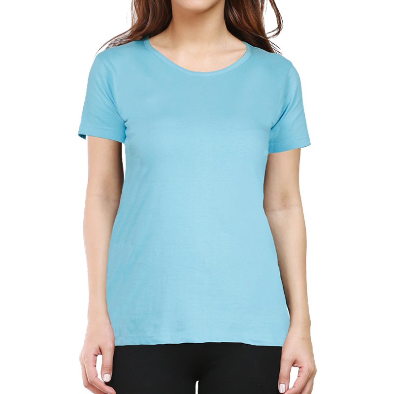 Eller enten højen Ride Sky Blue Plain Women Round Neck T-shirt | Xtees