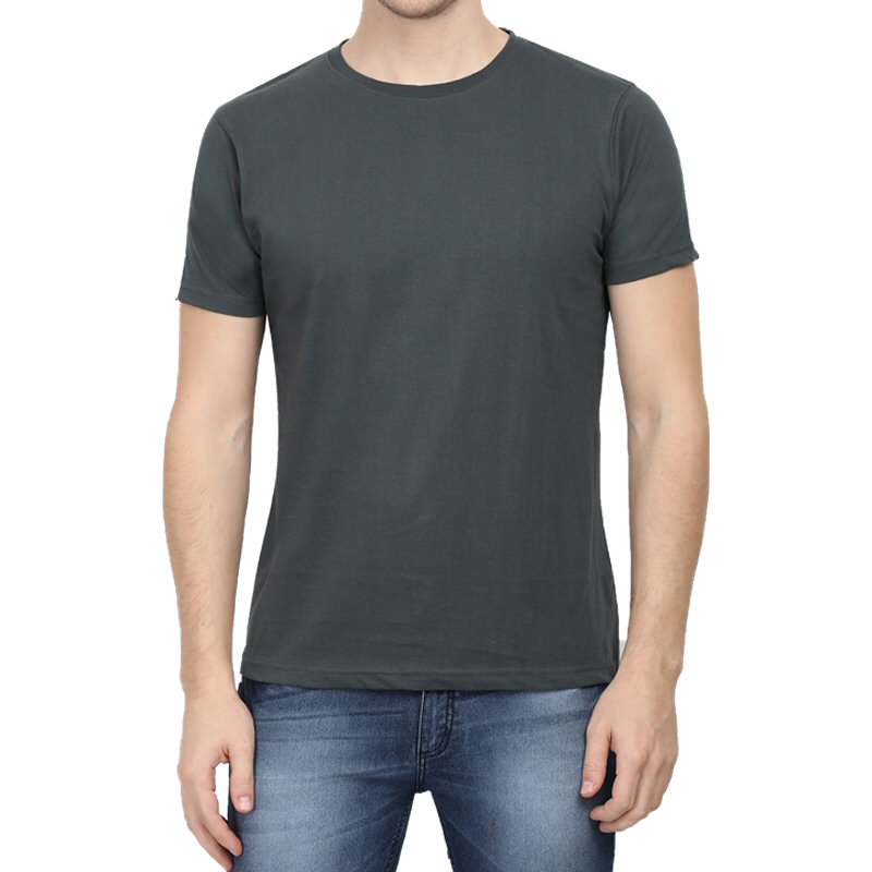 Steel Grey Plain Round Neck T-shirt image