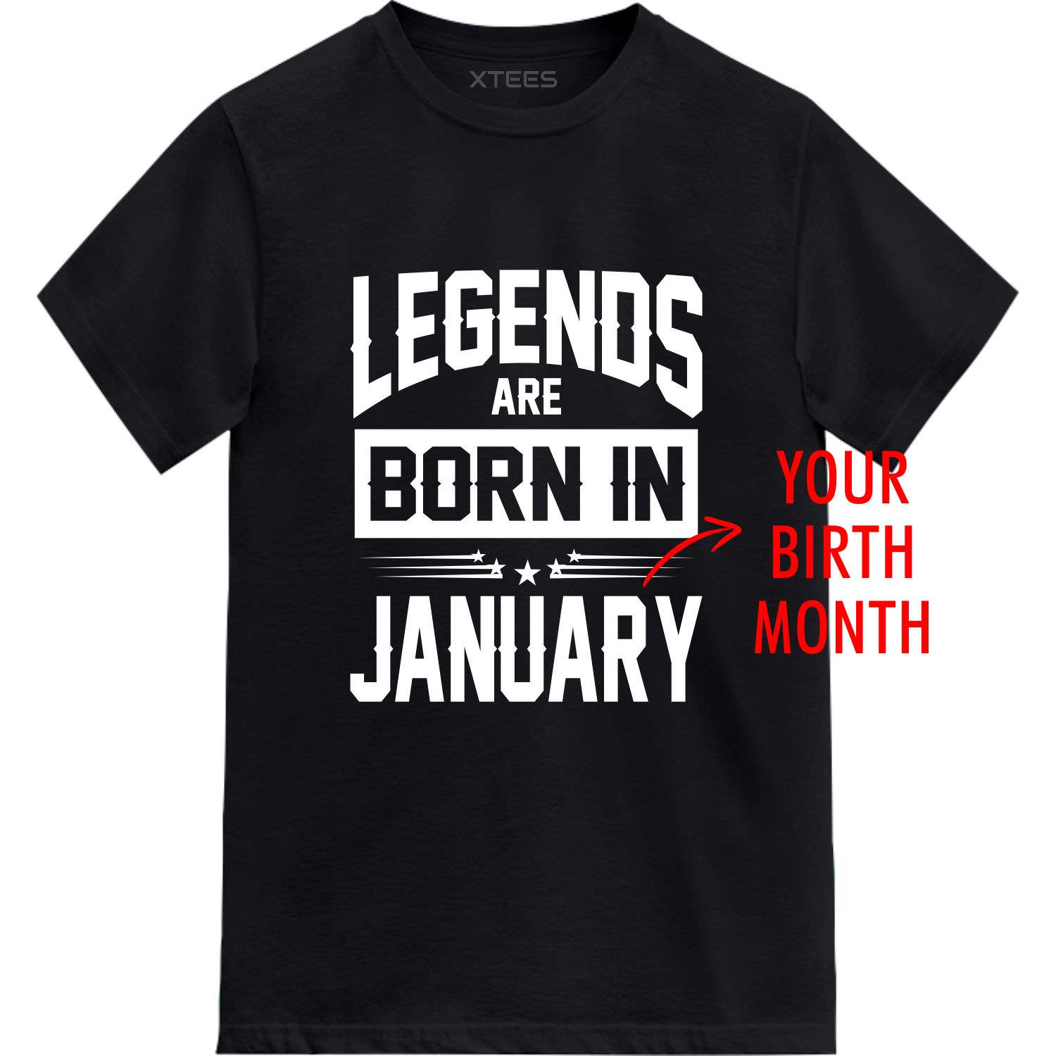 Legends Are Born In < Birth Month > Custom Birthday T-shirt image
