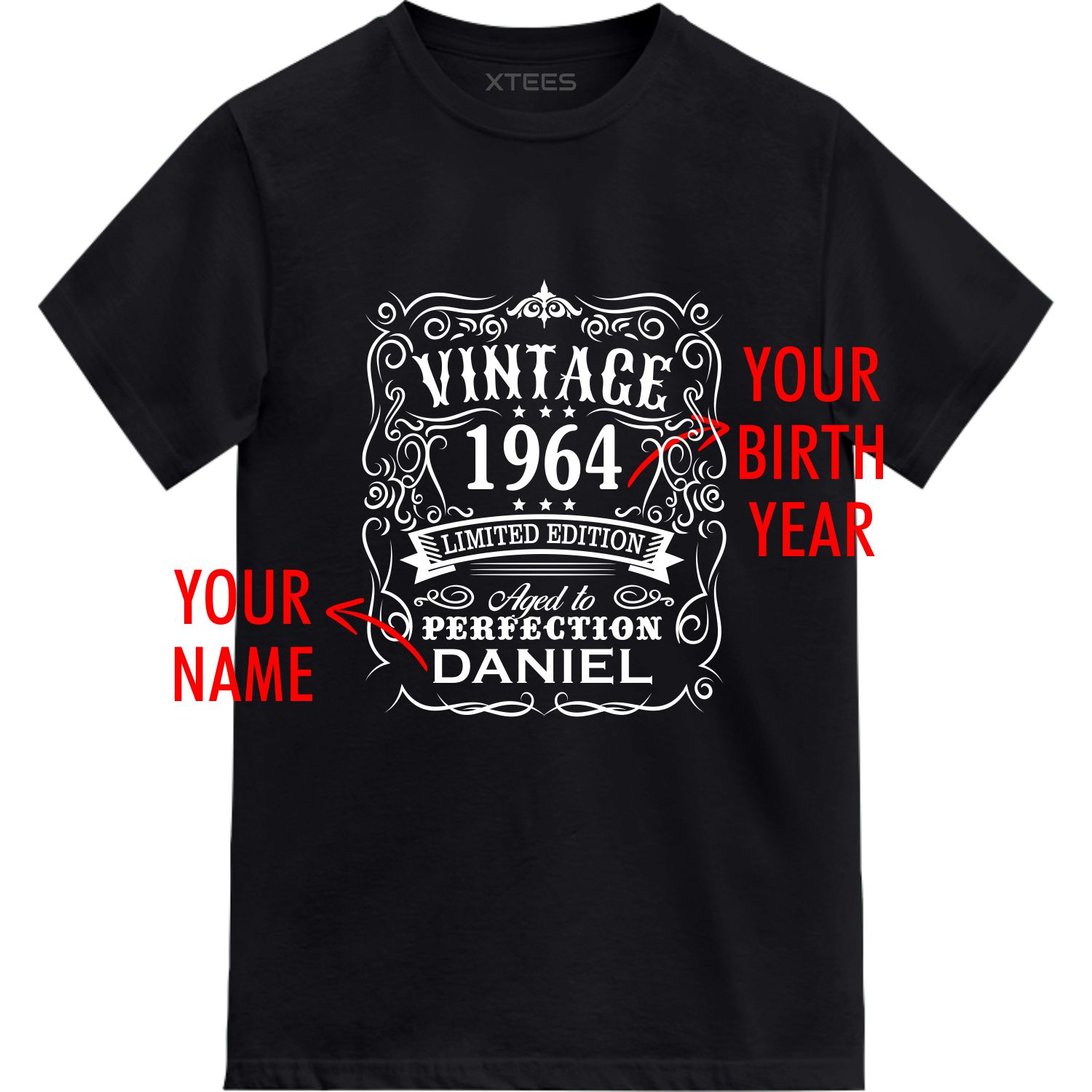 Vintage < Birth Year > Limited Edition Aged To Perfection Custom Name Birthday T-shirt image