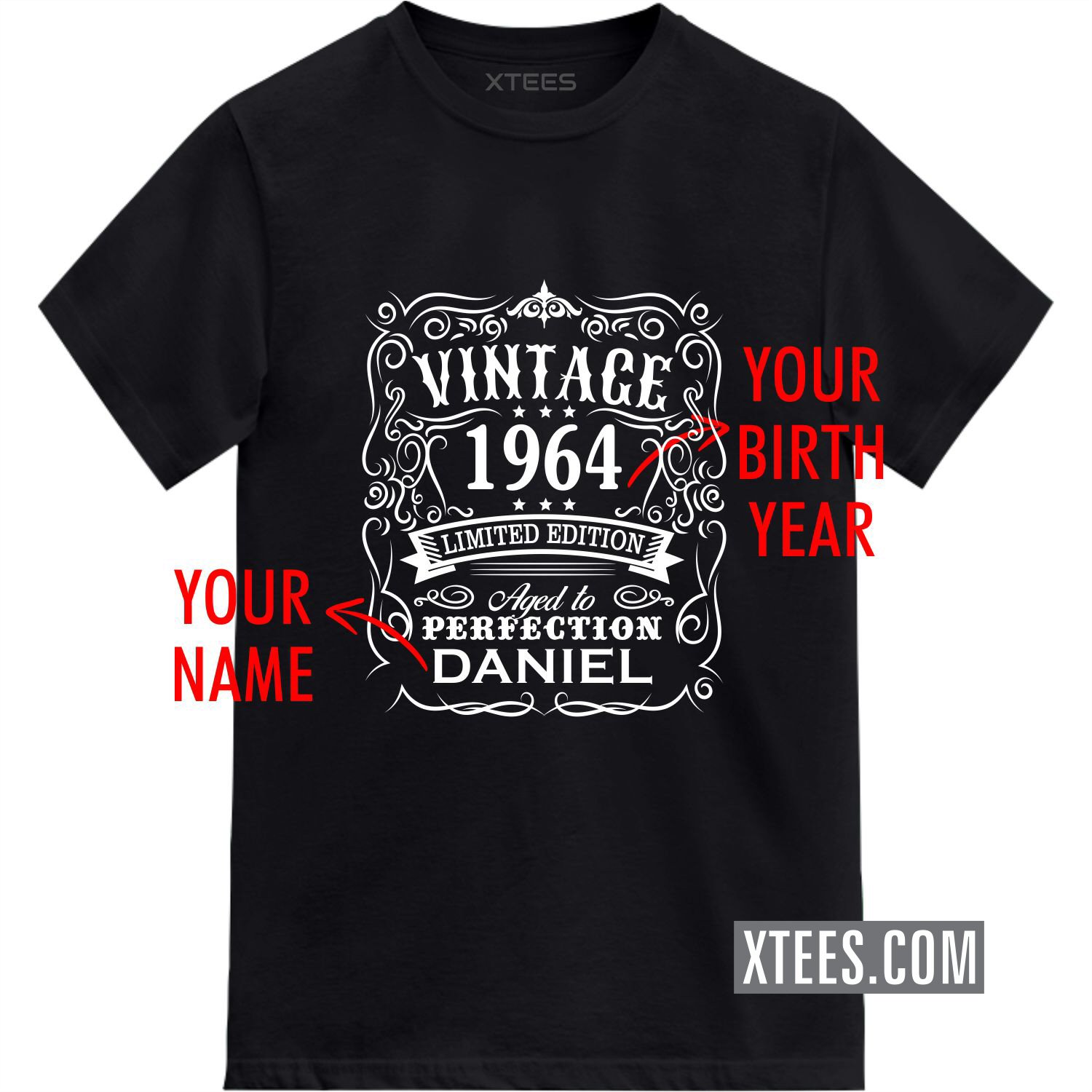 Vintage < Birth Year > Limited Edition Aged To Perfection Custom Name Birthday T-shirt image