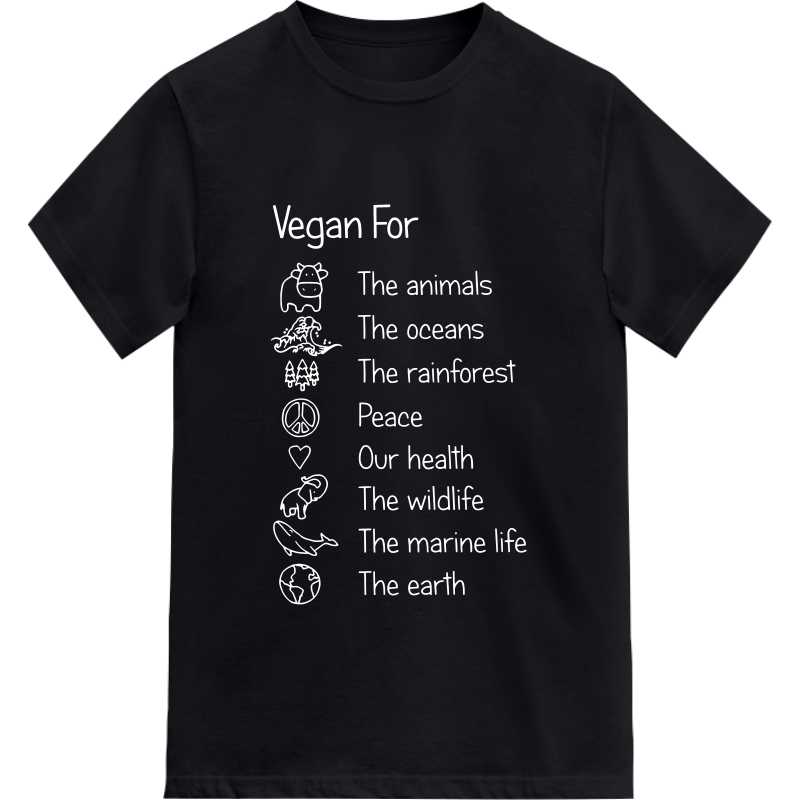 Vegan For The Animals Oceans Rainforest Peace Health Wildlife Marine Life Earth T-shirt image