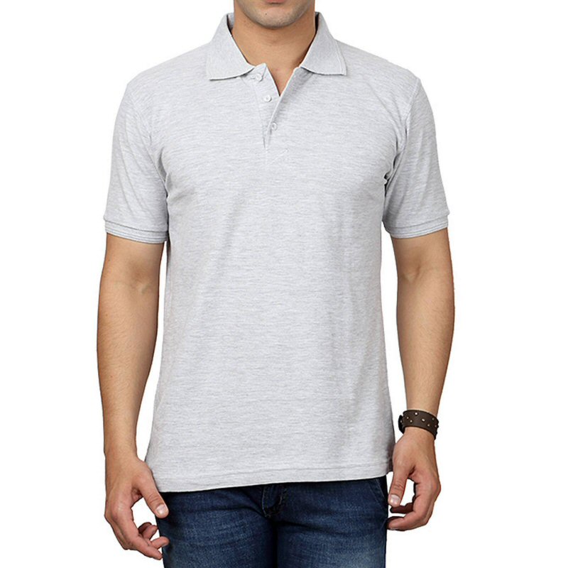 White Melange Plain Collar Polo T-shirt image White Melange Plain Collar Polo T-shirt image