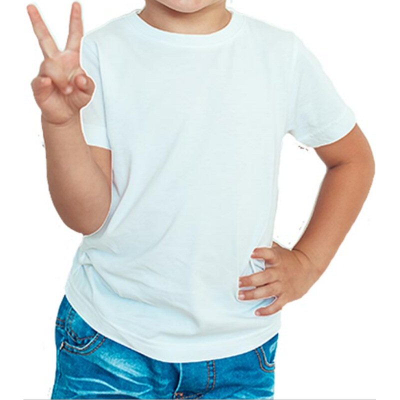 White Plain Kids Boys Round Neck T-shirt image