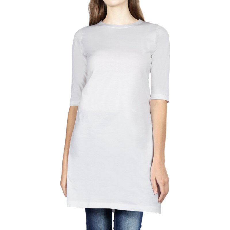 White Plain Women 3-4th Sleeve Long Tops image