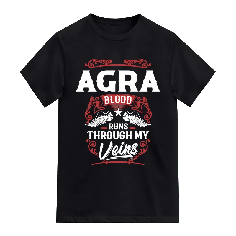 Agra Blood Runs Through My Veins City Name T-Shirt