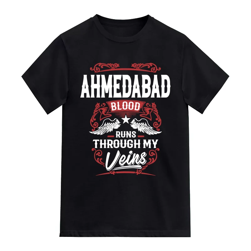 Ahmedabad Blood Runs Through My Veins City Name T-Shirt