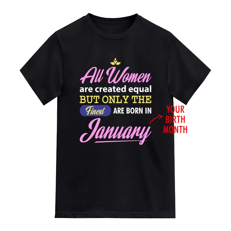 All Women Are Created Equal But Only The Best Are Born In <Birth Month> Custom Birthday T-Shirt