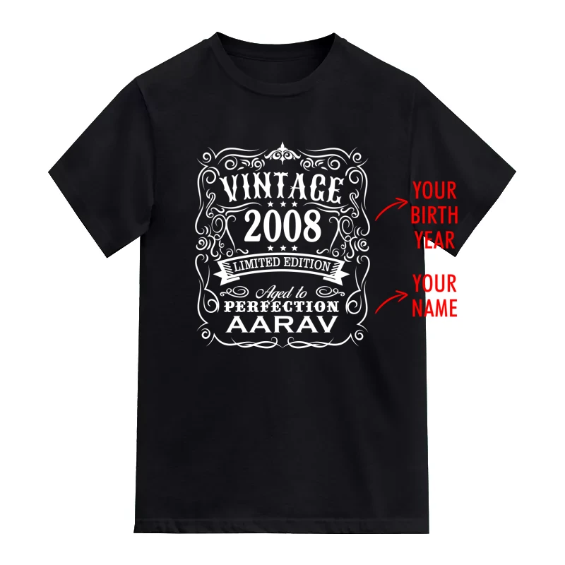 Vintage <Birth Year> Limited Edition Aged To Perfection <Name> Custom Birthday T-Shirt