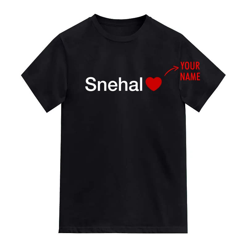Custom Name Heart Badge Printed T-Shirt
