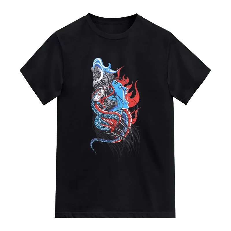 Fierce Bhagwan Shiva With Snake Slogan T-Shirt